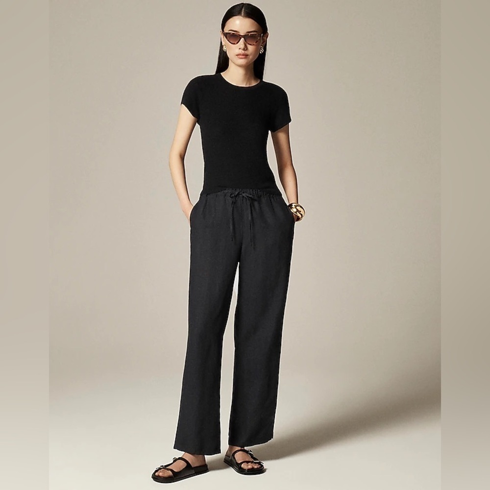 J. Crew black pull on linen blend pants XLT . Coastal beach minimalist casual